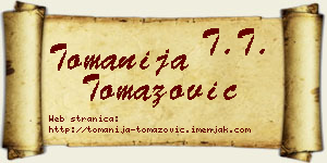 Tomanija Tomazović vizit kartica